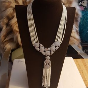 Pearl and Rhinestone multi-row necklace